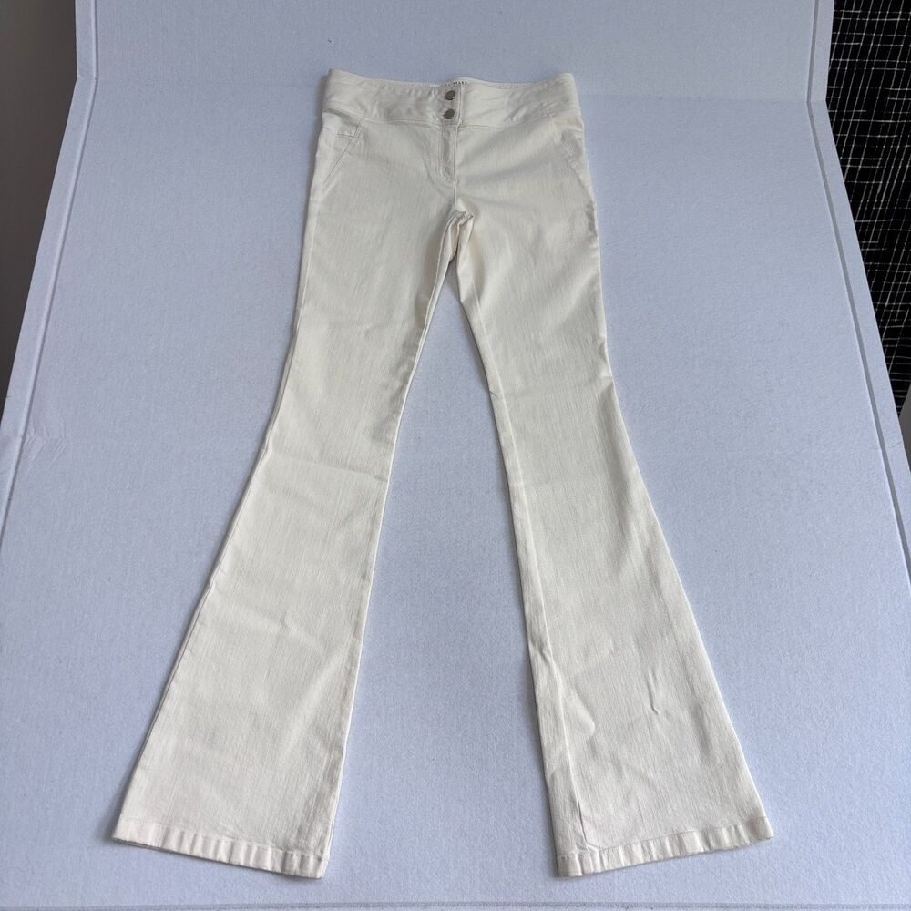 Veronica Beard Flare Leg Jeans Women's 8 Cream White High Rise Stretch Denim